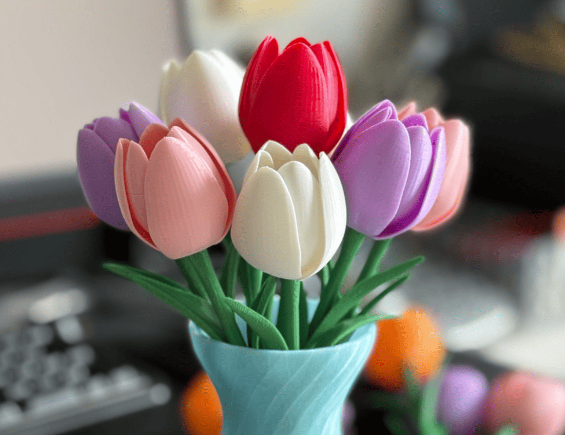 3d print easter joys_tulip with stem and leaves